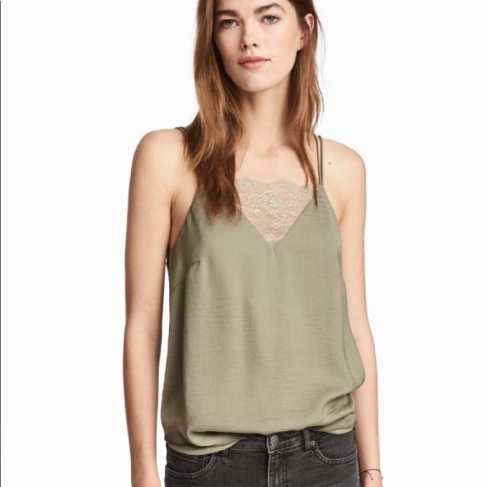 H&M size 4 Olive, lace tank/cami
